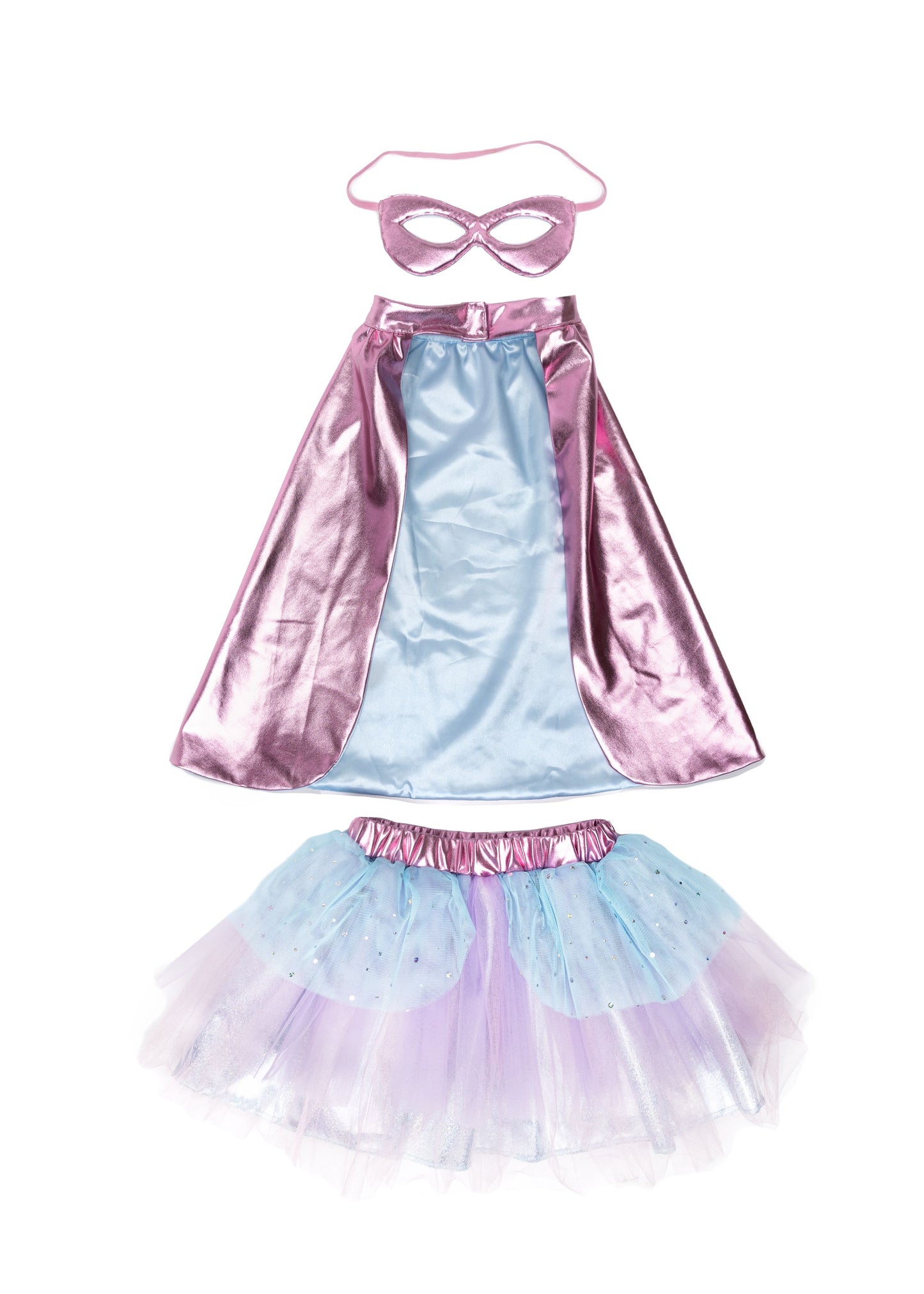 Great Pretenders Verkleedkledij Super-Duper Tutu met cape en masker - Roze/Blauw