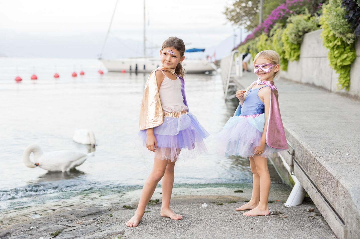 Great Pretenders Verkleedkledij Super-Duper Tutu met cape en masker - Rose Gold/Lila