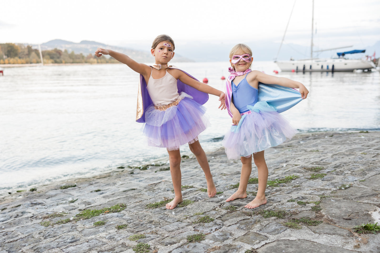 Great Pretenders Verkleedkledij Super-Duper Tutu met cape en masker - Roze/Blauw