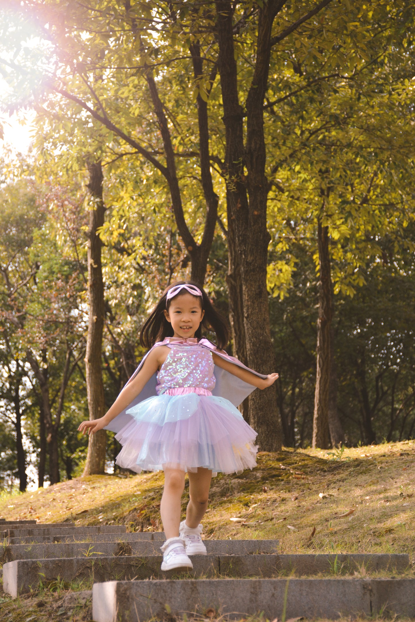 Great Pretenders Verkleedkledij Super-Duper Tutu met cape en masker - Roze/Blauw