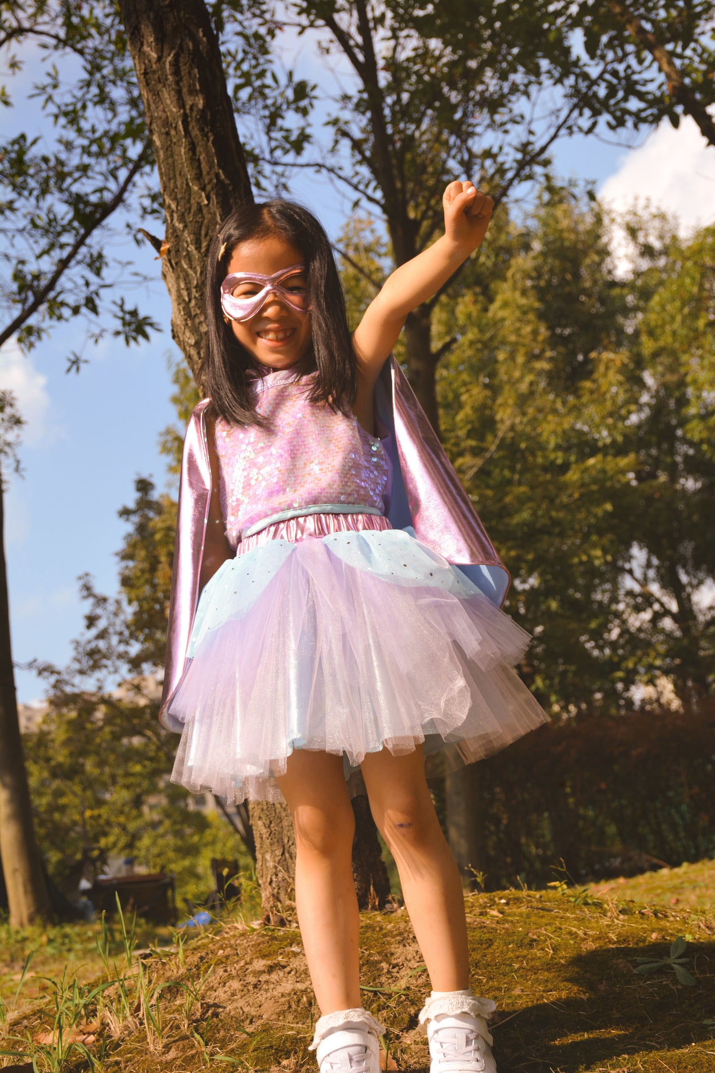 Great Pretenders Verkleedkledij Super-Duper Tutu met cape en masker - Roze/Blauw