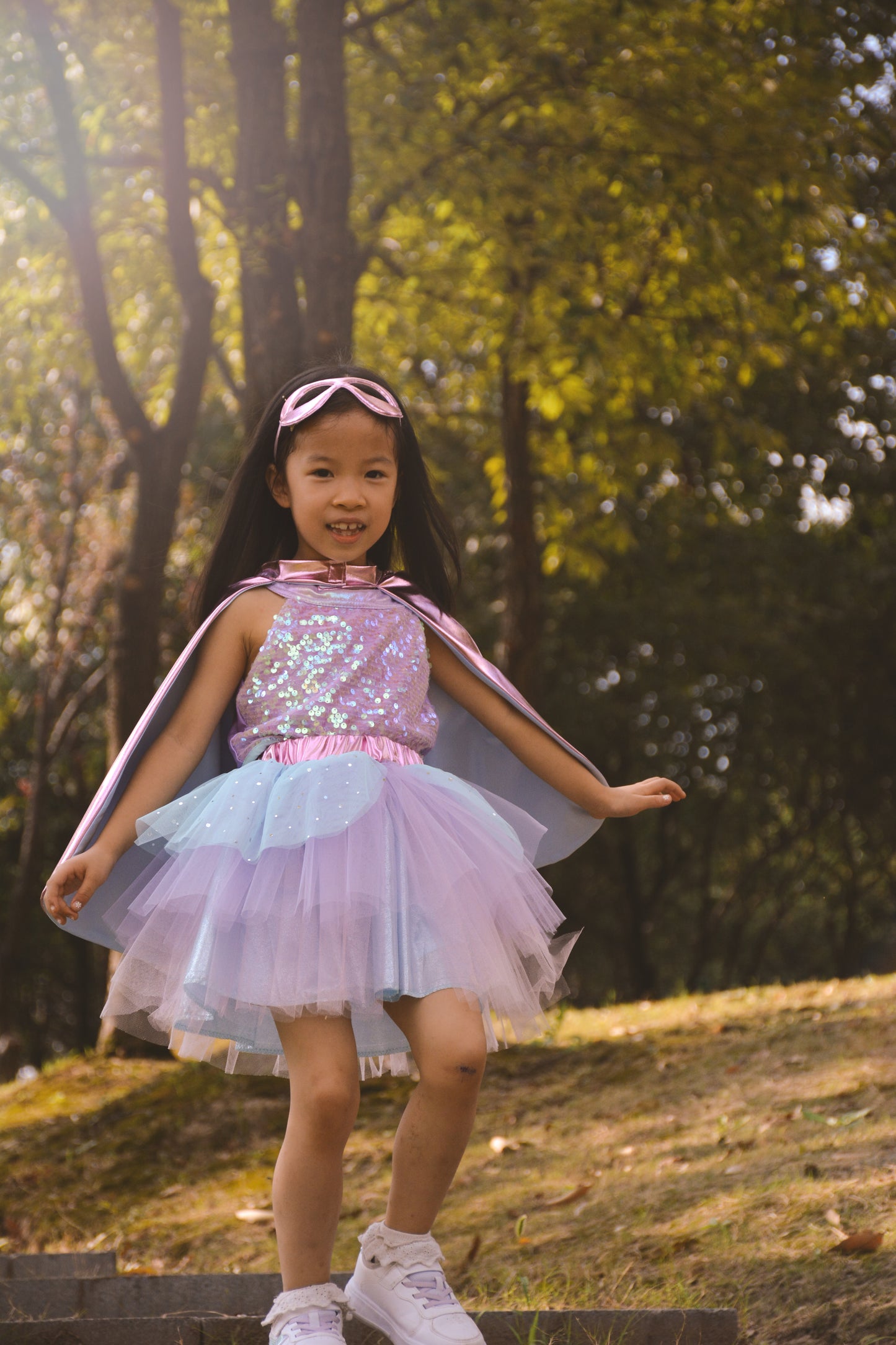 Great Pretenders Verkleedkledij Super-Duper Tutu met cape en masker - Roze/Blauw