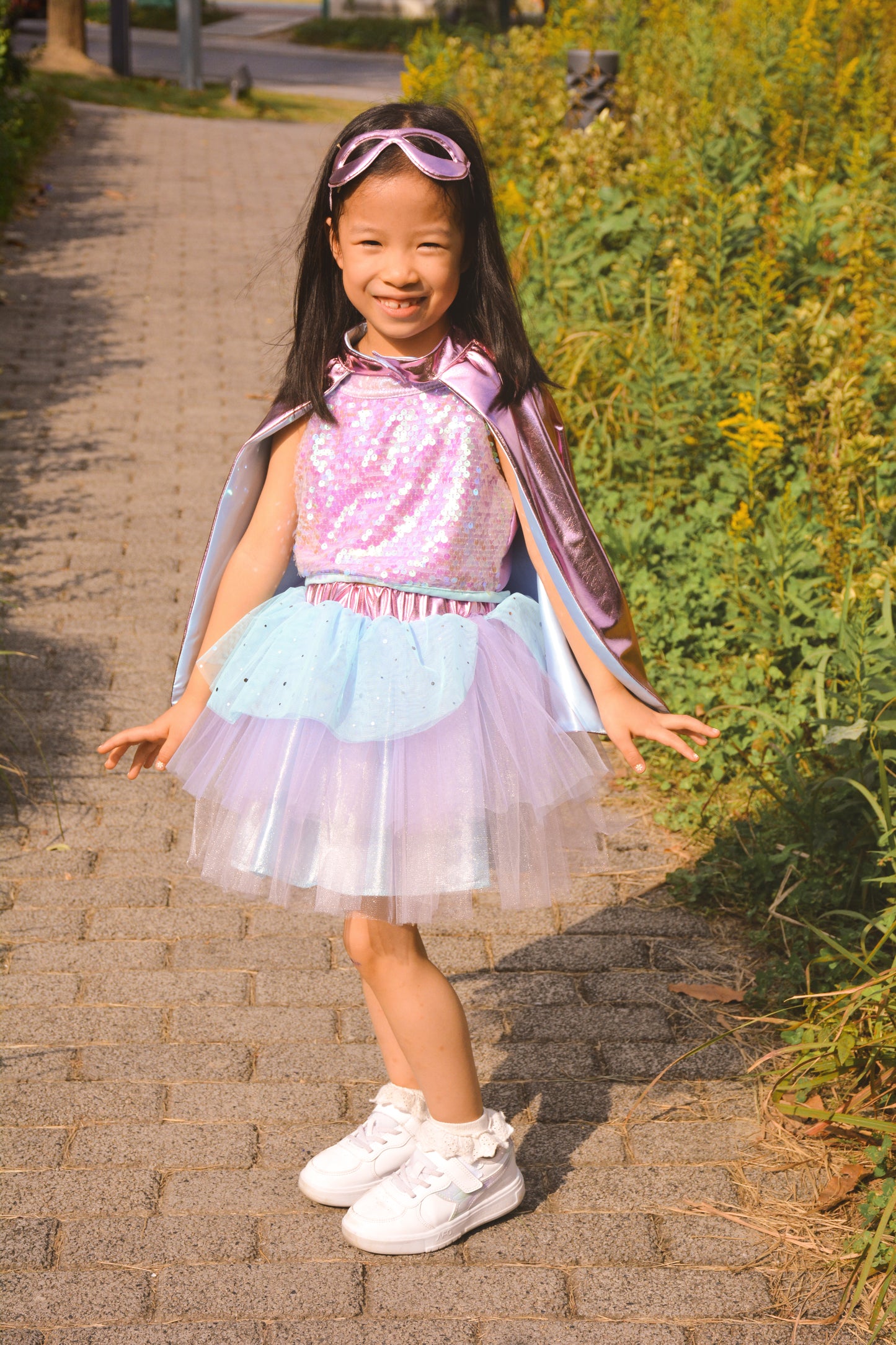 Great Pretenders Verkleedkledij Super-Duper Tutu met cape en masker - Roze/Blauw