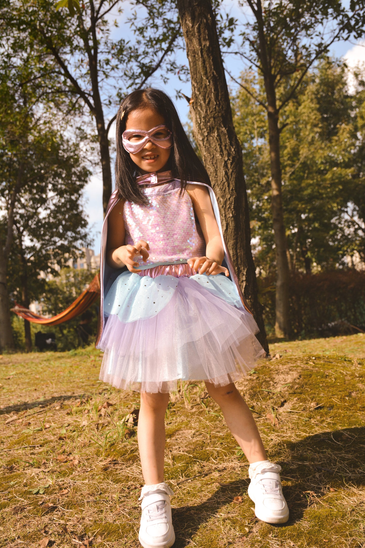 Great Pretenders Verkleedkledij Super-Duper Tutu met cape en masker - Roze/Blauw