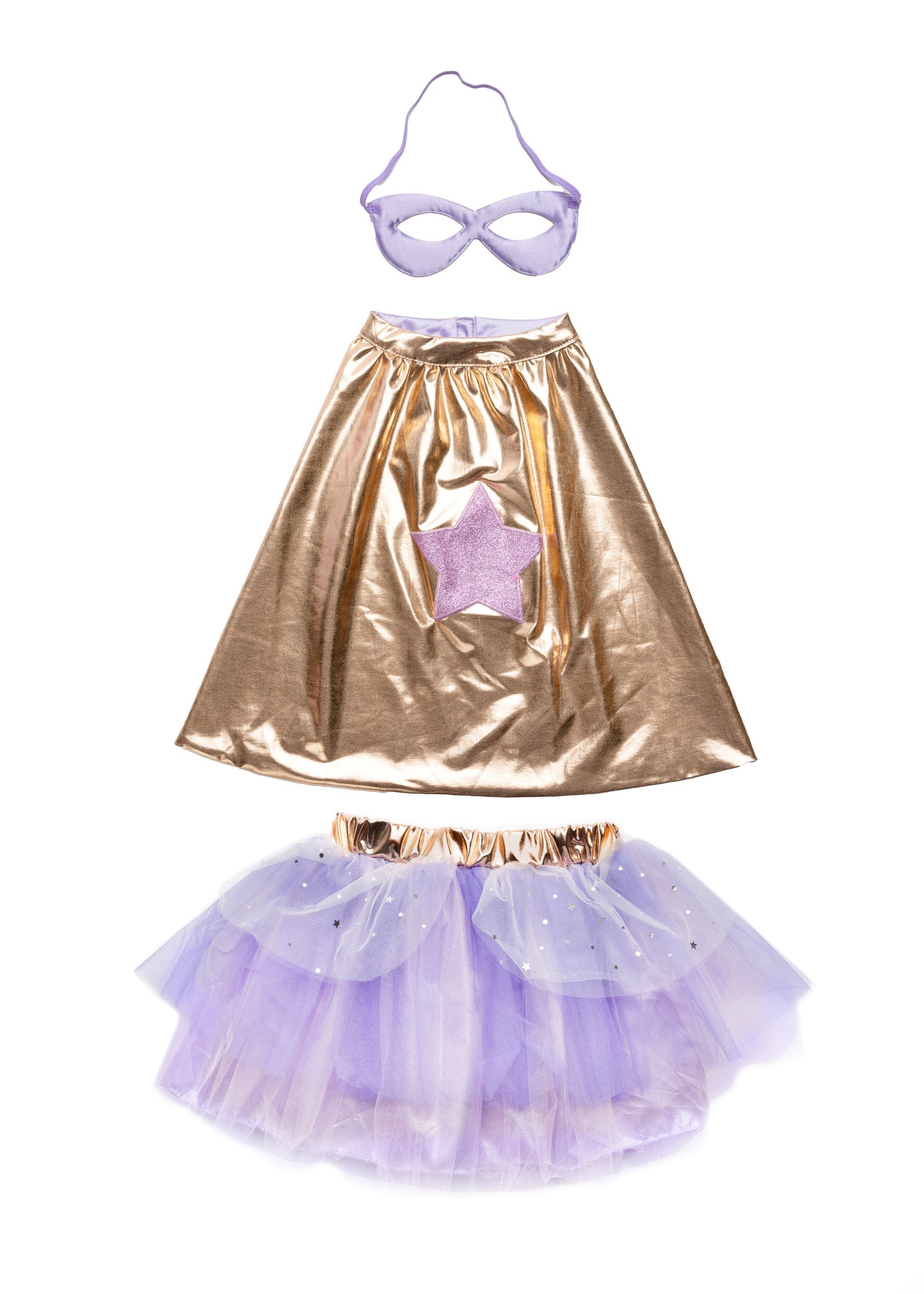 Great Pretenders Verkleedkledij Super-Duper Tutu met cape en masker - Rose Gold/Lila