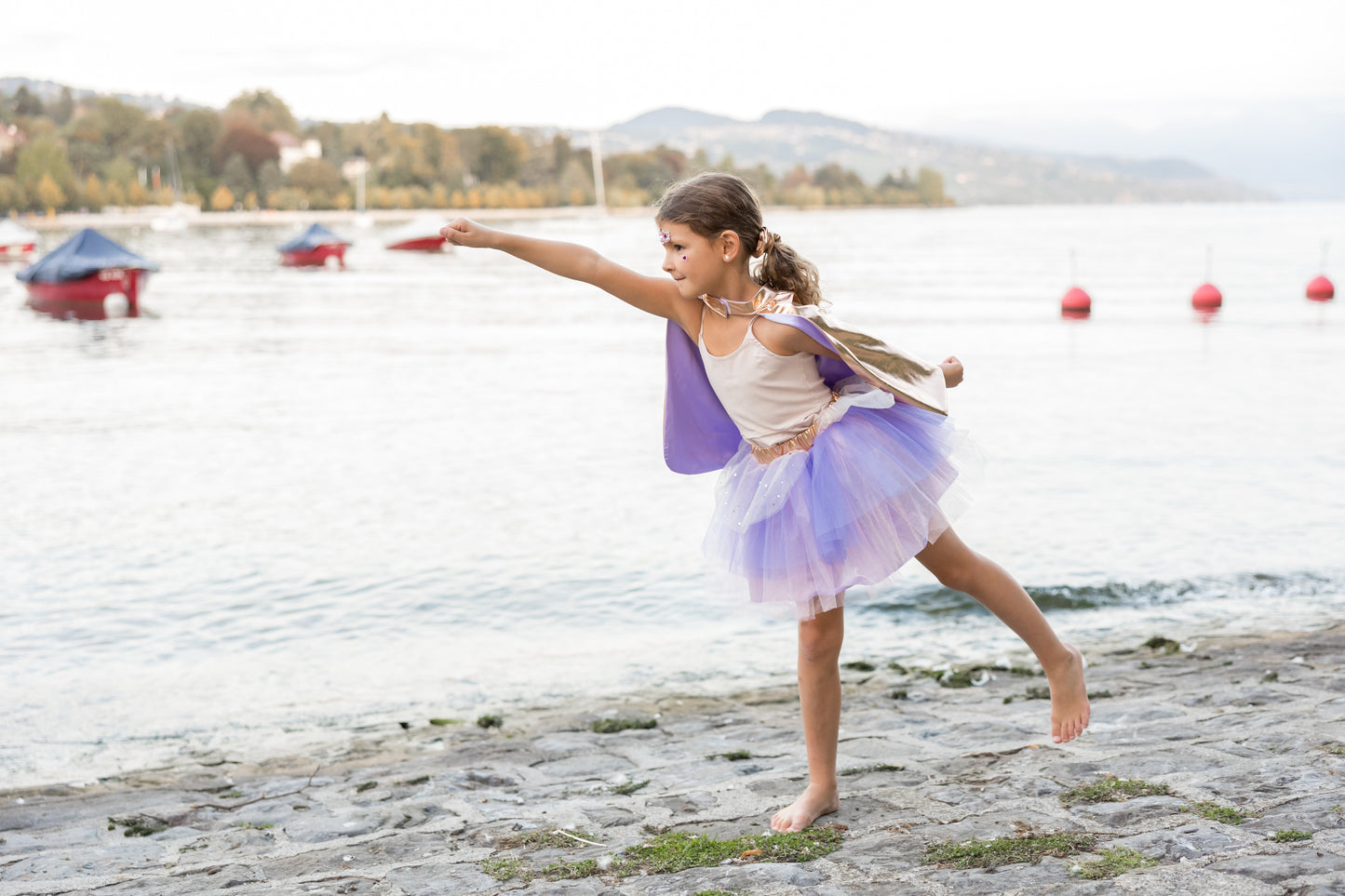 Great Pretenders Verkleedkledij Super-Duper Tutu met cape en masker - Rose Gold/Lila