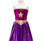 Great Pretenders Verkleedkledij Superheldin Ster jurk met cape en hoofdband - Magenta/Paars