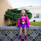 Great Pretenders Fancy Dress Superheroine Star dress with cape and headband - Magenta/Purple