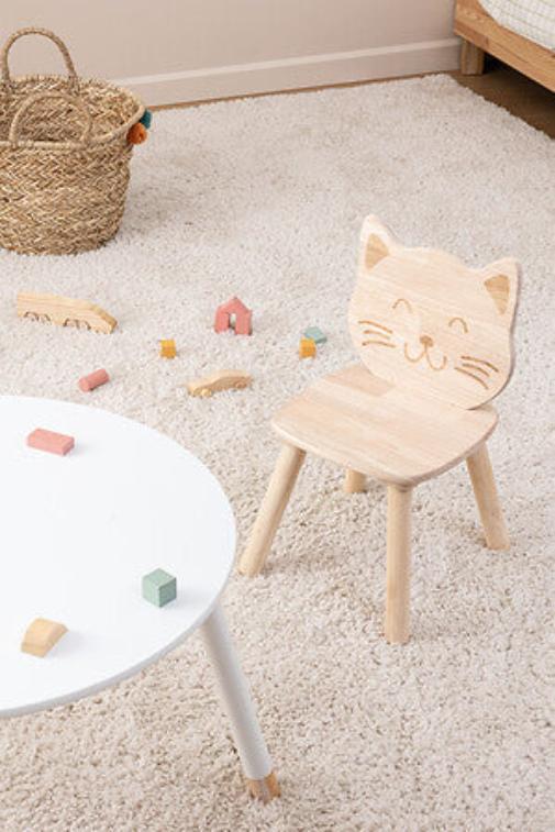 Atmosphera Kids Pia kinderstoel met kattensnoet - 30x28x50cm - Naturel