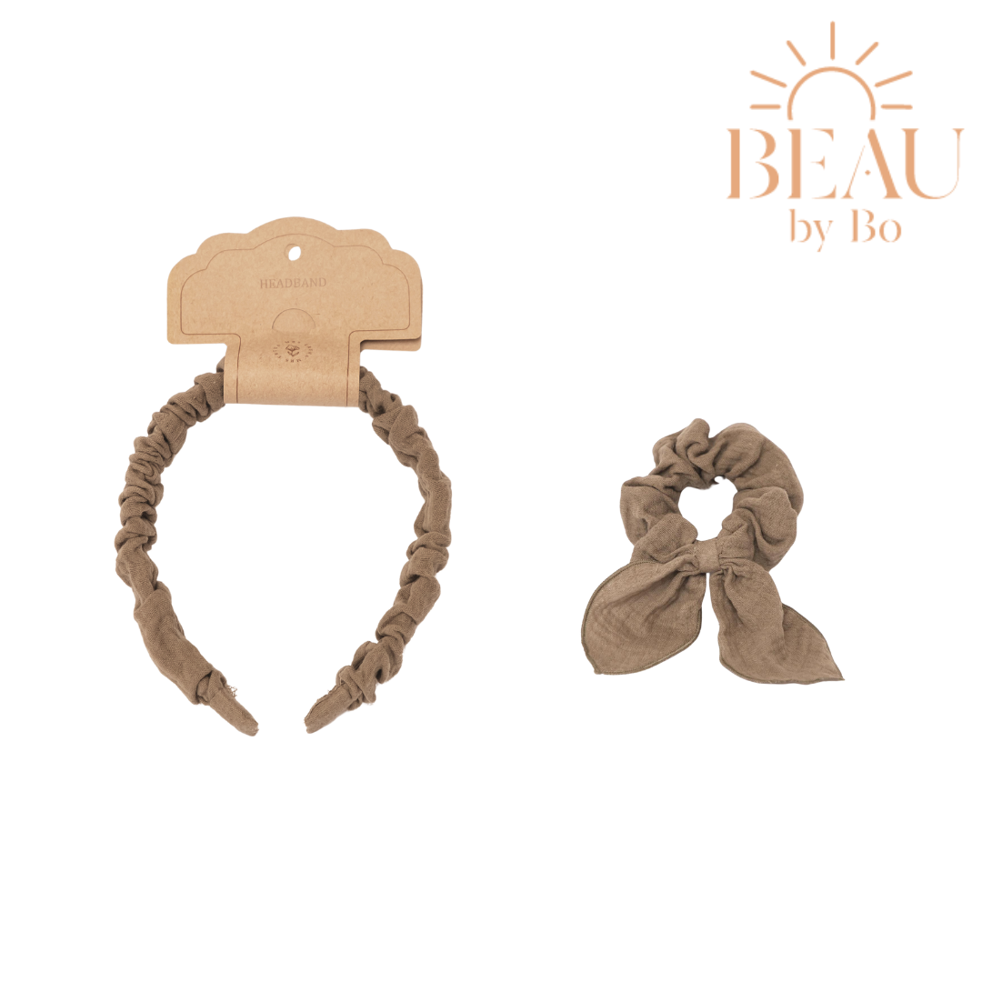 BEAU by Bo Mrs Ertha Accessoires pour cheveux - Bandeau + Chouchou - Olive