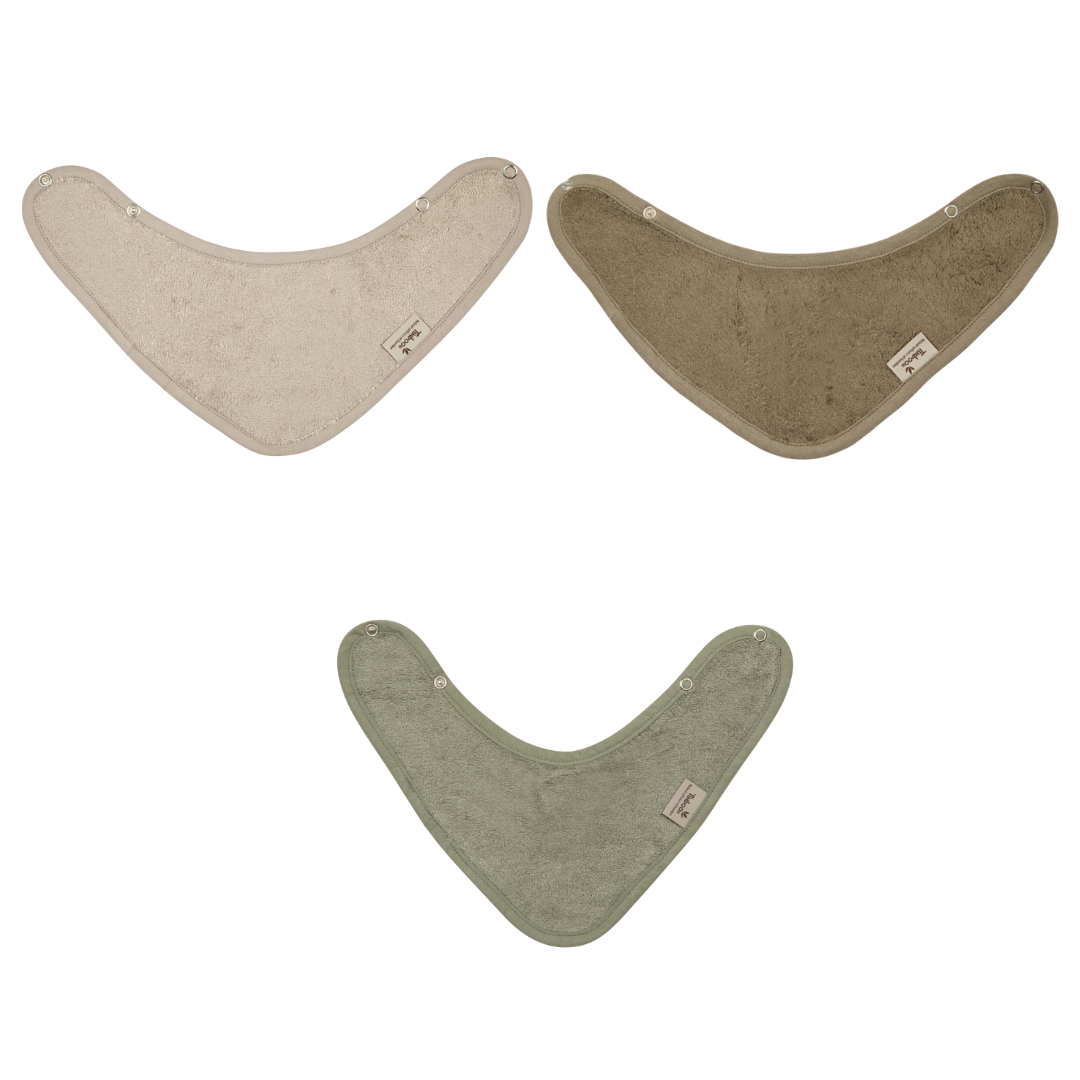 Timboo Bandana-Lätzchen 36 x 20 cm, 3er-Set – Extra weich – Dschungelgrün/Flüstergrün/Federgrau