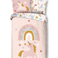 Good Morning Kids Housse de couette Unicorn Love - 140x220cm + 60x70cm - Lot de 2 - Rose