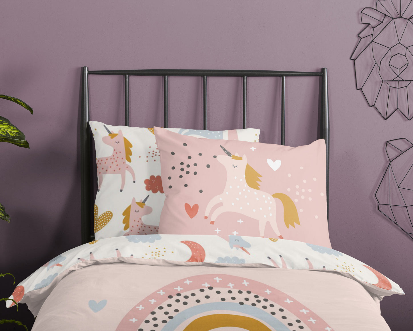 Good Morning Kids Housse de couette Unilove - 140x220cm + 60x70cm - Coton - Multi