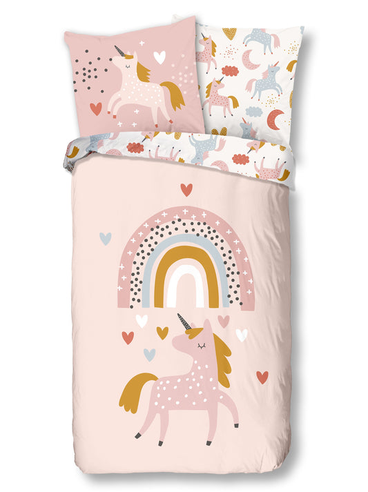 Good Morning Kids Housse de couette Unilove - 140x220cm + 60x70cm - Coton - Multi