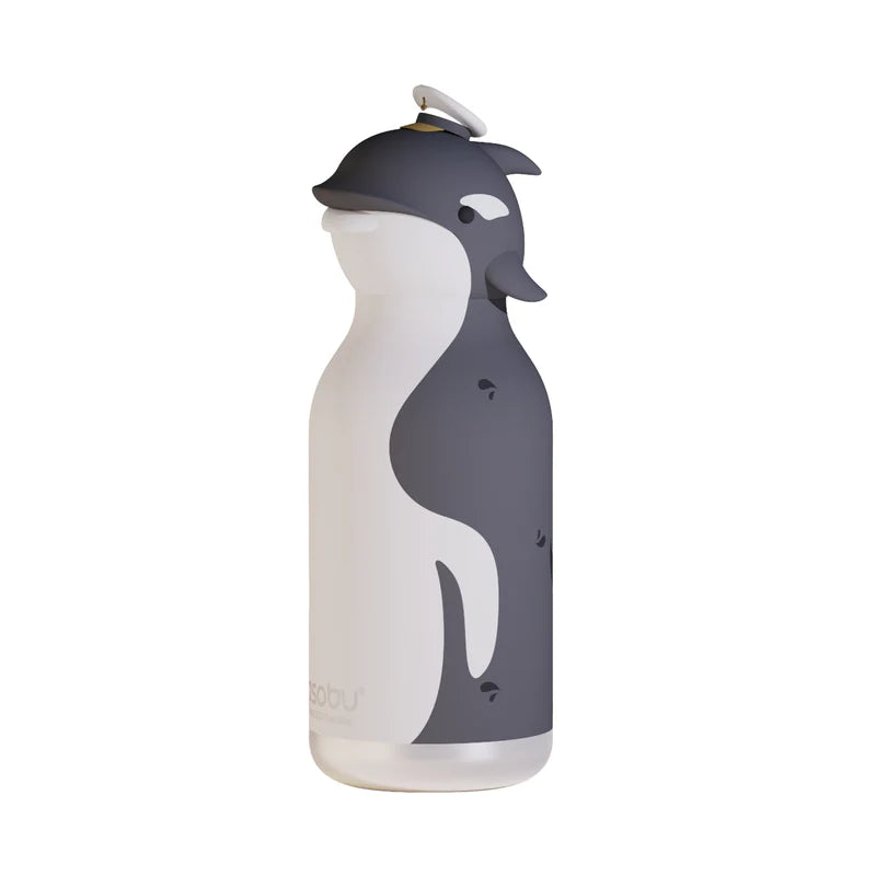 Asobu Bestie Drinkfles Met Rietje – 420 Ml, Geïsoleerd, Roestvrij Staal, Met Panda-kop, Lekvrij En BPA-vrij – Voor Kinderen En Volwassenen