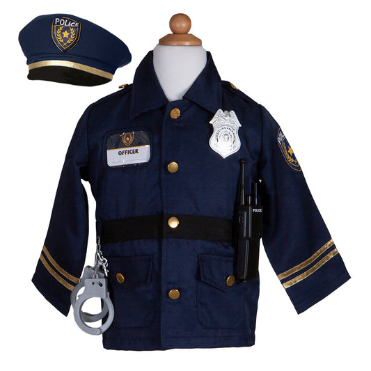 Great Pretenders Fancy Dress Police vest with hat and walkie - Blue