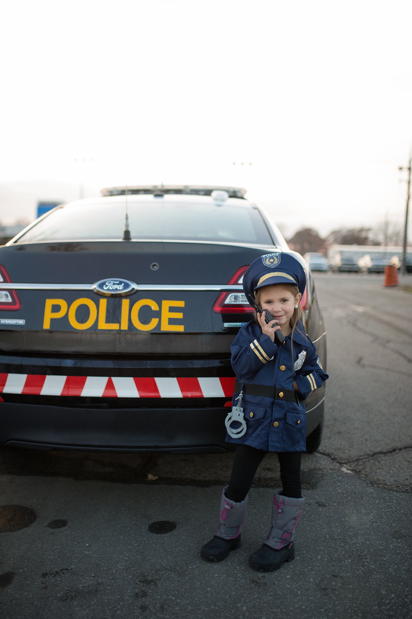 Great Pretenders Verkleedkledij Politie vest met hoed en walkie - Blauw