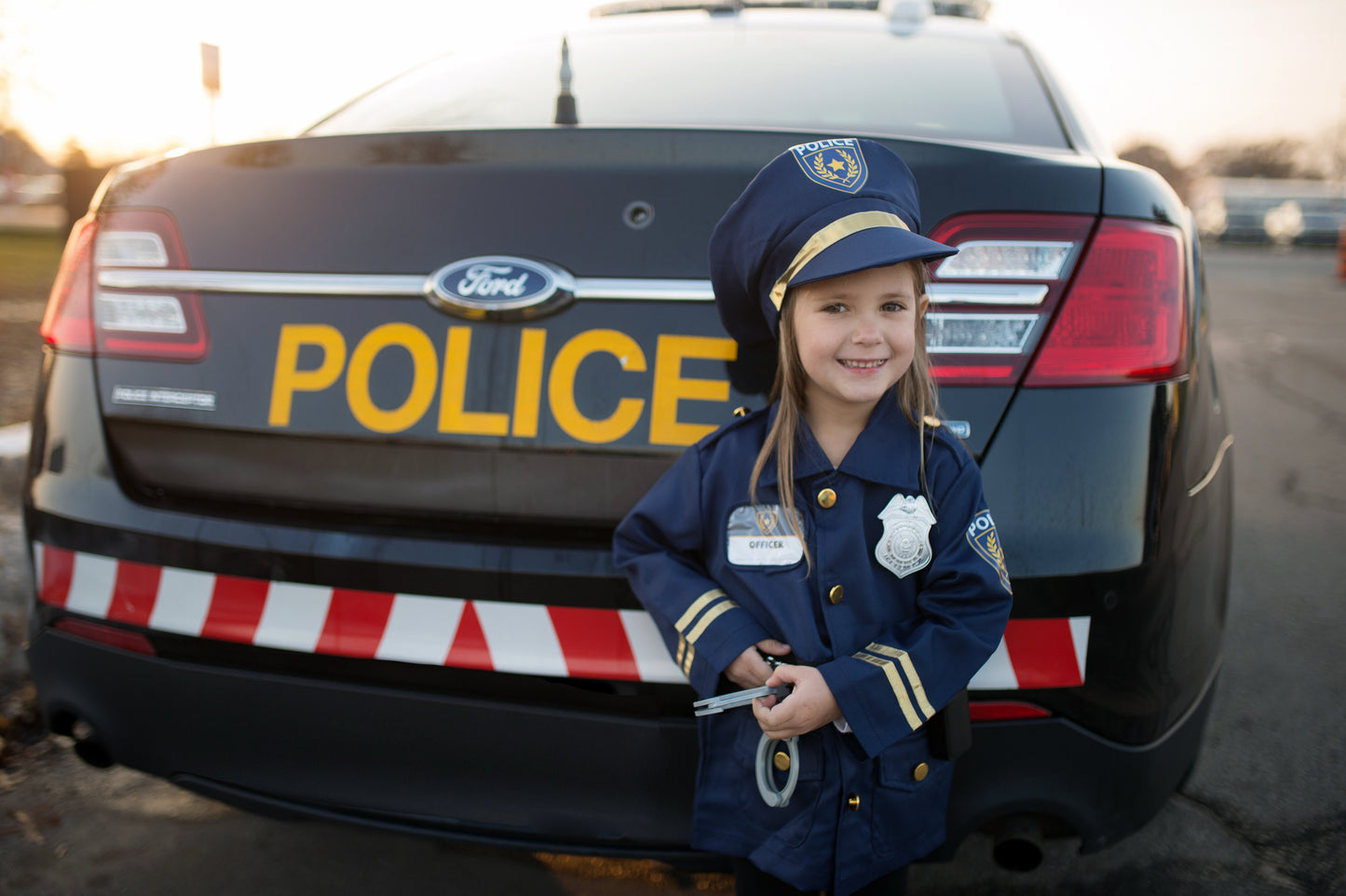 Great Pretenders Verkleedkledij Politie vest met hoed en walkie - Blauw