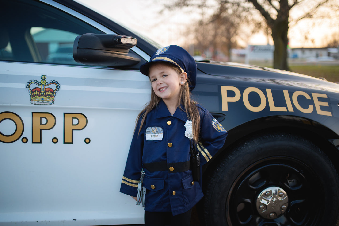 Great Pretenders Verkleedkledij Politie vest met hoed en walkie - Blauw