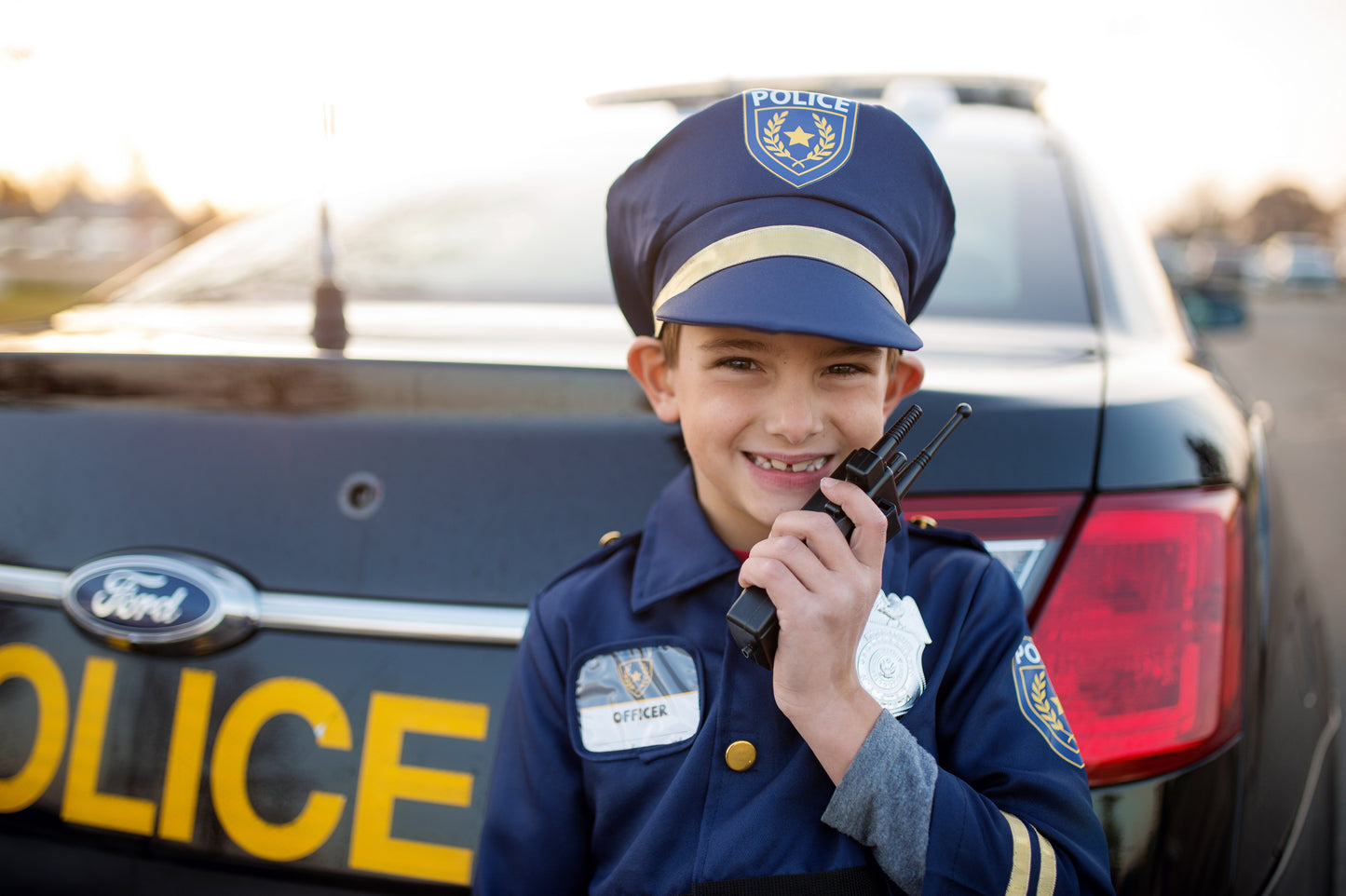 Great Pretenders Déguisement Gilet de police avec chapeau et walkie - Bleu