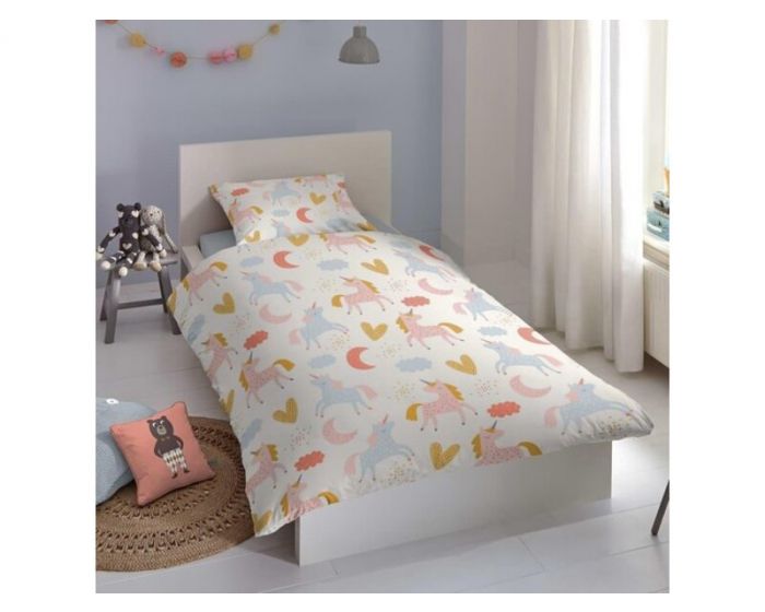 Good Morning Kids Duvet cover Unicorn Love - 140x220cm + 60x70cm - Set of 2 - Pink