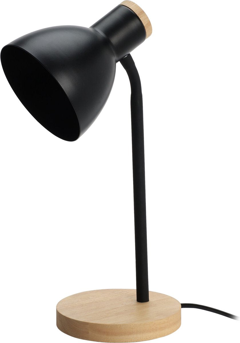 Home &amp; Style Lampe de table avec bois - Noir - E14 - Hors lampe