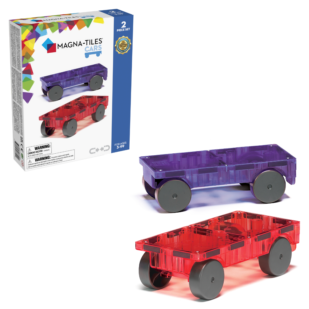 Magna-Tiles Cars 2 stuks - Uitbreidingsset - Geschikt vanaf 3 jaar - Rood/Paars