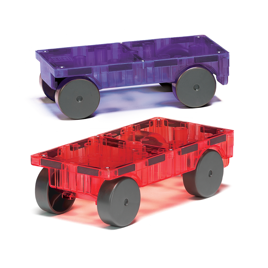 Magna-Tiles Cars 2 stuks - Uitbreidingsset - Geschikt vanaf 3 jaar - Rood/Paars