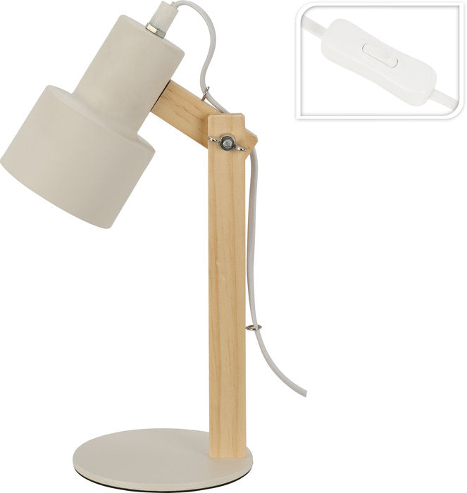 Home &amp; Style Lampe de table en bois - Blanc - E14 - Hors lampe