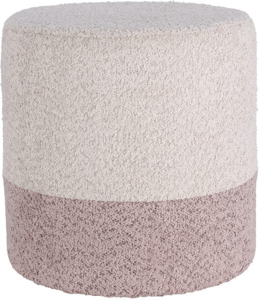 Home & Styling Bouclé Poef - Ø35xH34cm - Grijs/Beige