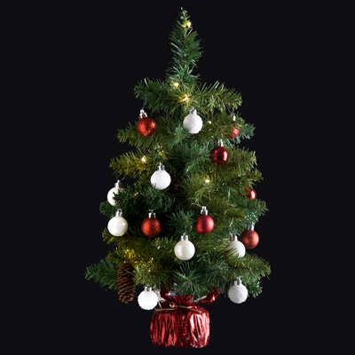 Atmosphera Sapin de Noël artificiel décoré H50 cm - Avec éclairage et boules de Noël - Sapin de Noël