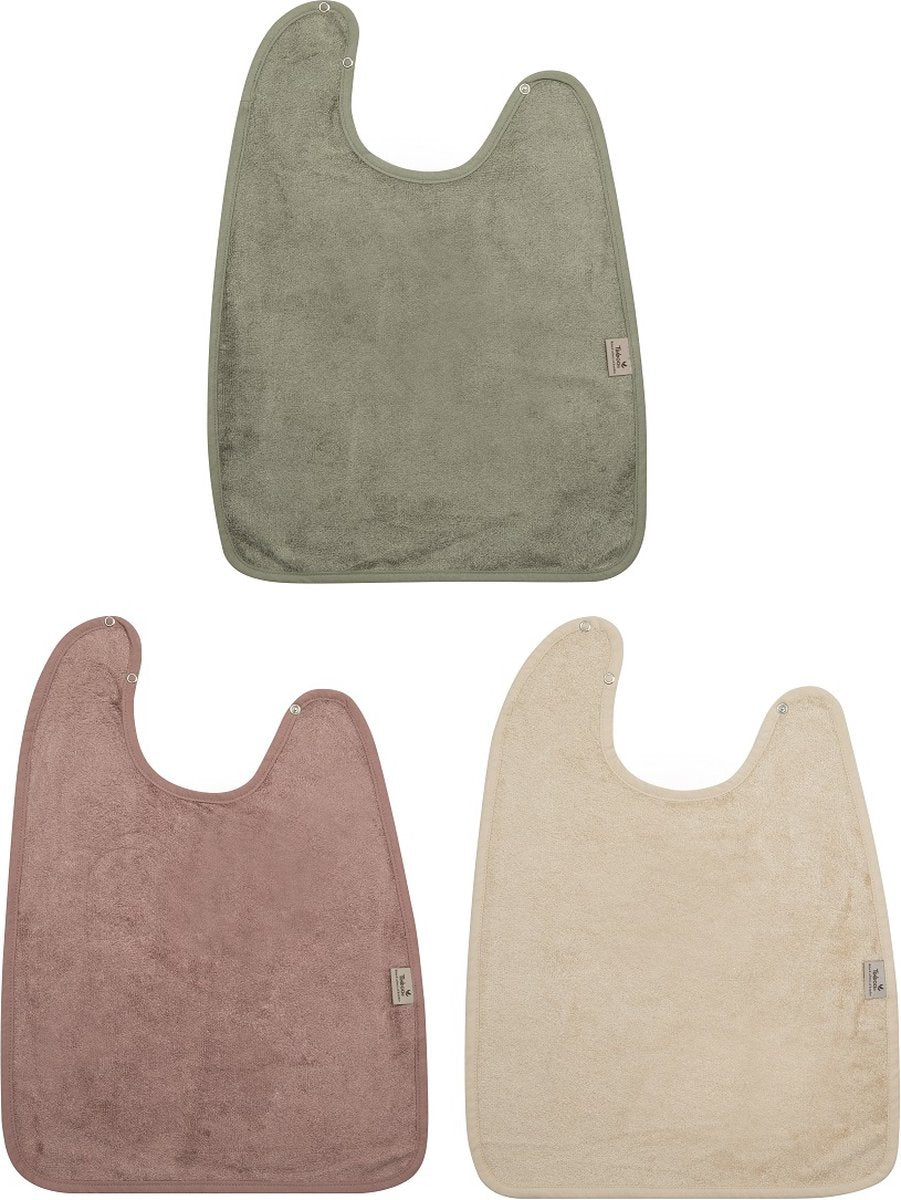 Timboo XXL Bibs set of 3 colors - Extra soft - Frosted Almond/Mellow Mauve/Whisper Green - 37x50cm