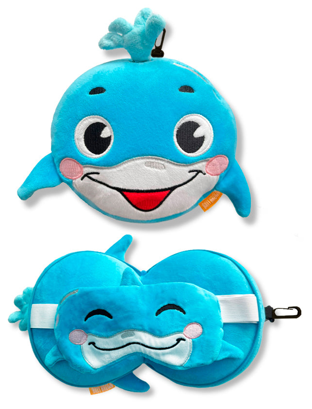 ZooNap Dolphy Dolph - Reiskussen met slaapmasker - Geschikt vanaf 3 jaar - Blauw