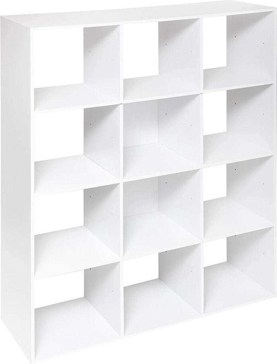 5Five Bibliothèque Simply Smart 101x32x134cm - 12 Compartiments - Blanc 