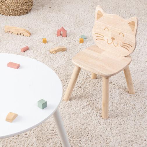 Atmosphera Kids Pia kinderstoel met kattensnoet - 30x28x50cm - Naturel