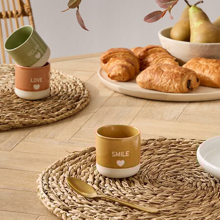 Secret de Gourmet SMILE Kop - Set van 4 stuks - 14cl - Ø6xH11cm - Porselein - Mosterd