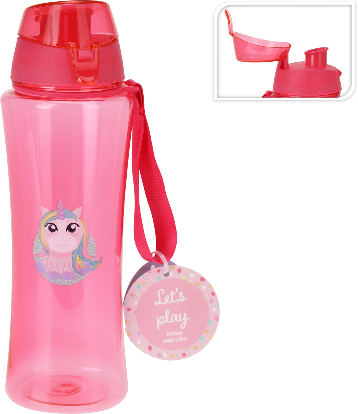 Maison &amp; Style Bouteille de Sport/Bouteille Licorne 650ml - Rose