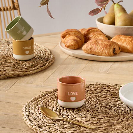 Secret de Gourmet LOVE Kop - Set van 4 stuks - 14cl - Ø6xH11cm - Porselein - Terracotta