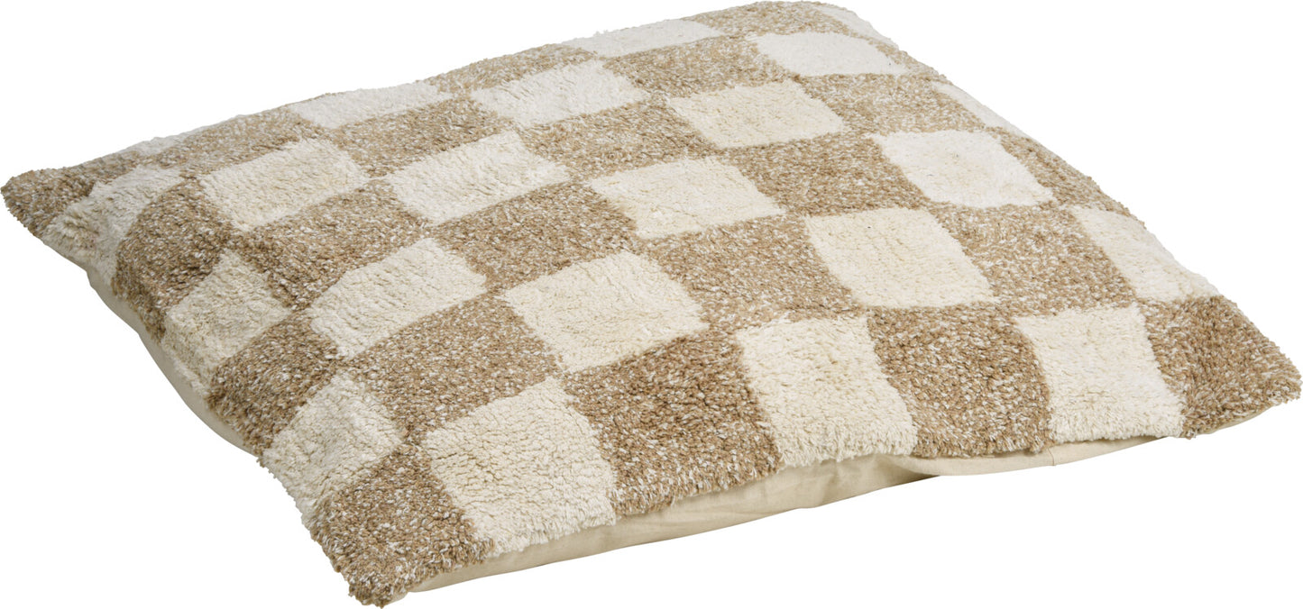 Home &amp; Style Coussin à carreaux 80x80cm - Beige