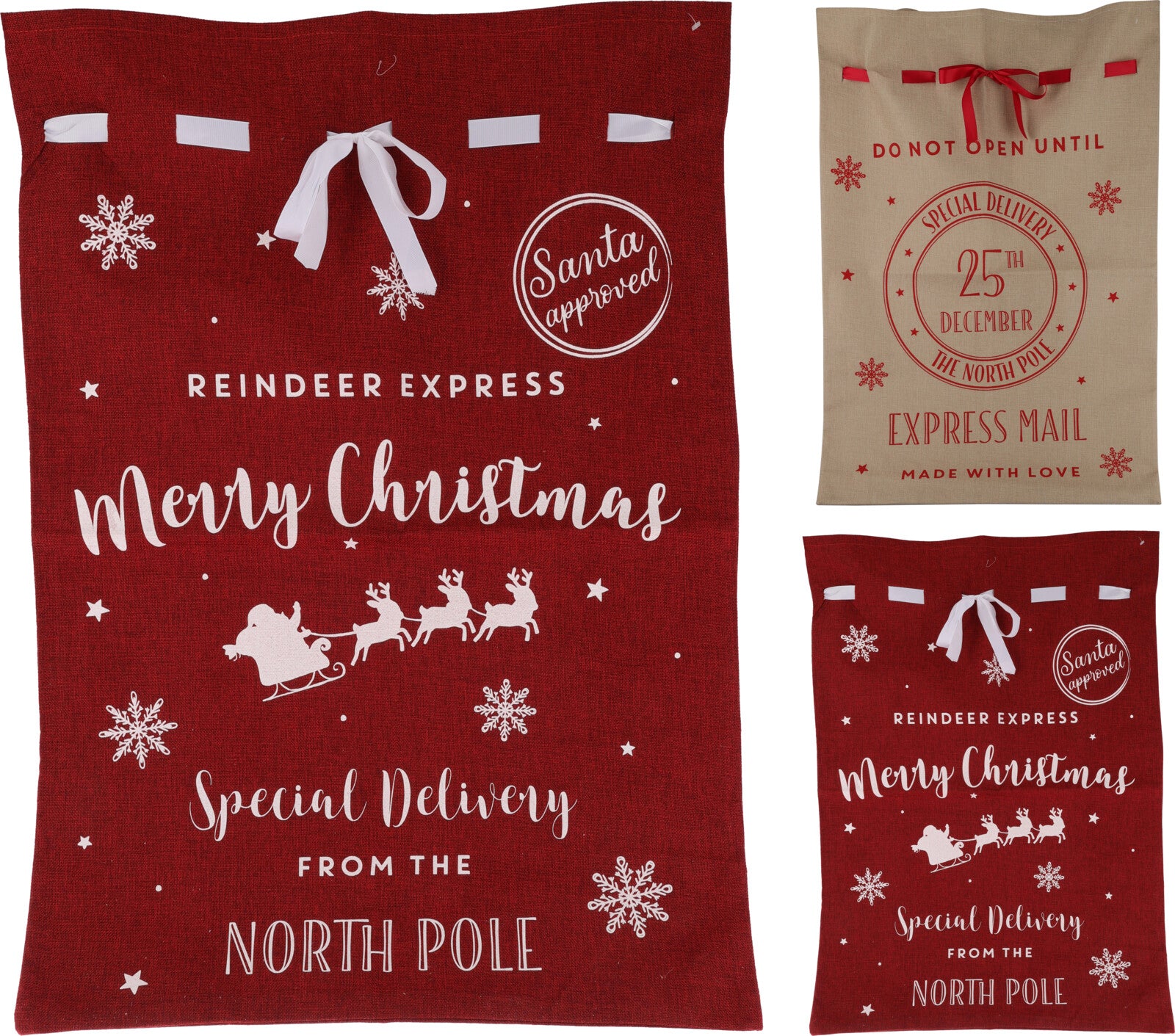 Kerst - Set van 2 stuks - Jute Kerstzak - 100cm - Verpakking