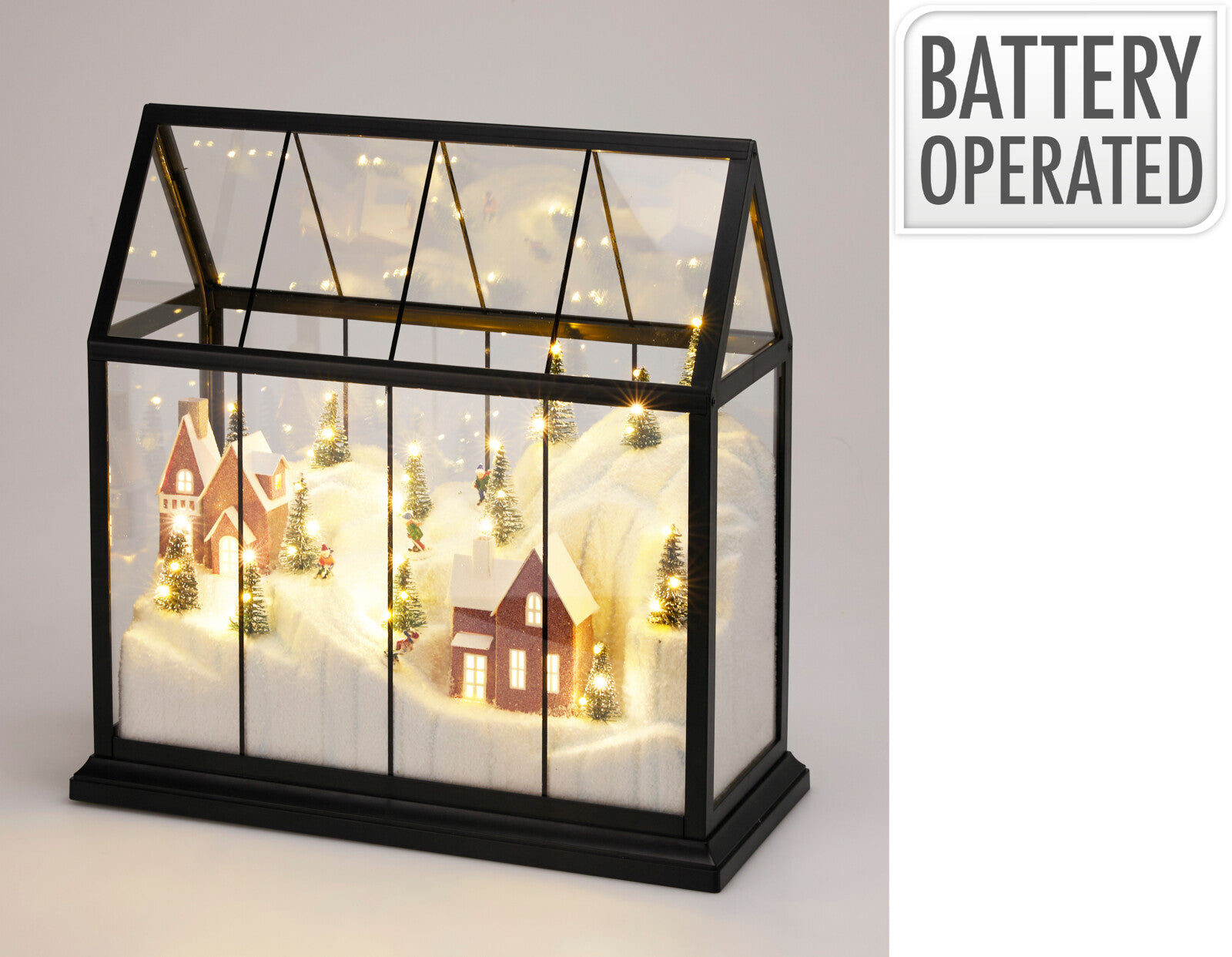 Home & Styling Kerst Glazen Huis met LED-verlichting - 33cm - Winters Tafereel