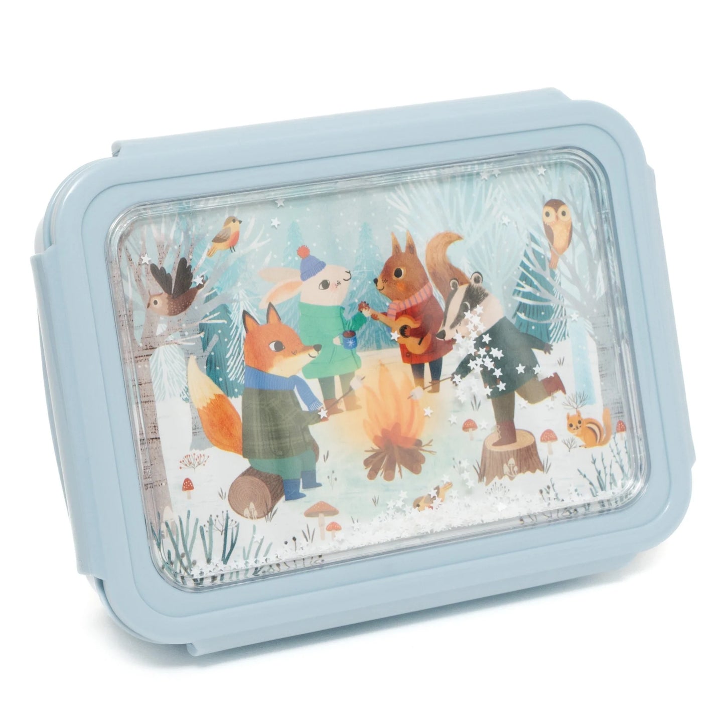 Petit Monkey Bentobox + Drinkfles Bonfire Animals Back to School set - Blauw