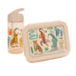 Petit Monkey Bentobox + Drinkfles Upside Down Animals Back to School set - Beige