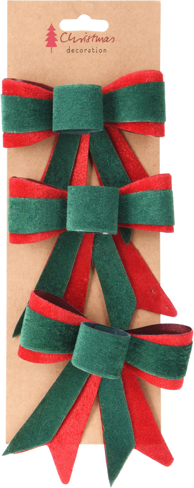 Home & Styling Kerstdecoratie/Kersthanger Velvet Strikken - Set van 6 stuks - 11cm - Groen/Rood