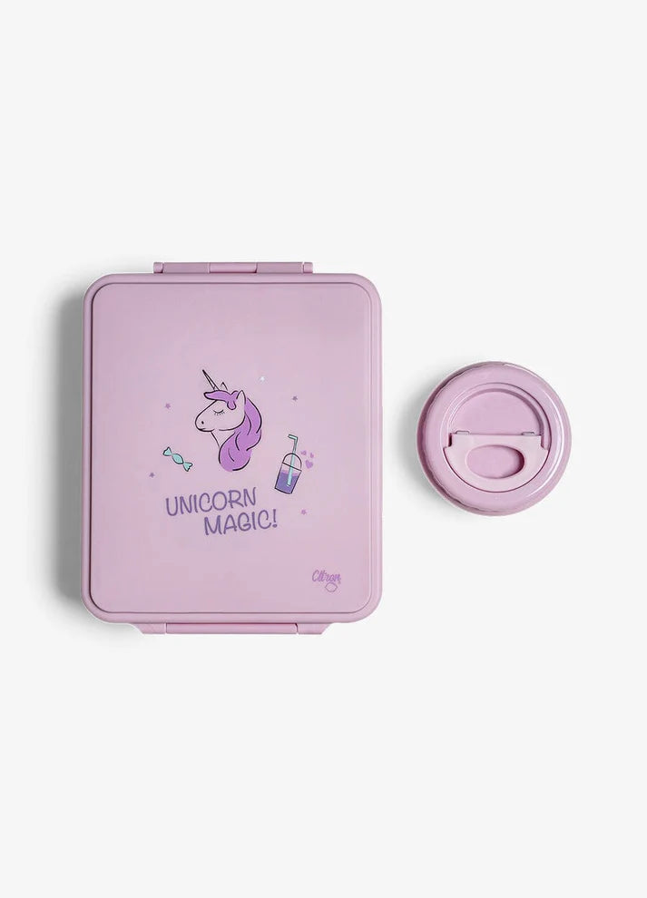 Citron Lunchbox met Voedselbewaarpotje - 19x22x7cm - Stormy Unicorn