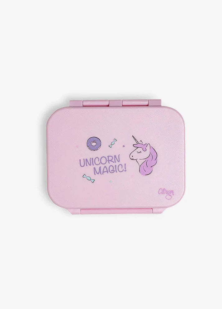 Citron Tritan Snackdoos - 3 compartimenten - 16x11x5cm - Stormy Unicorn