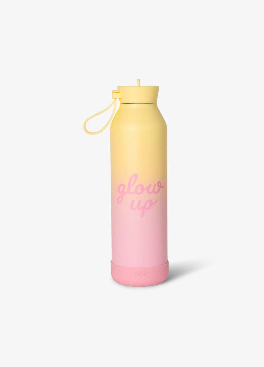 Citron Glow Up Thermo Drinkfles - 750ml - Ø7xH27cm - Yellow/Pink