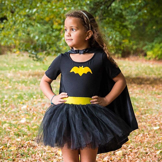 Den Goda Fen Fancy Dress Batgirl - Robe tutu avec cape - 110-116cm - 4-6 ans - Noir