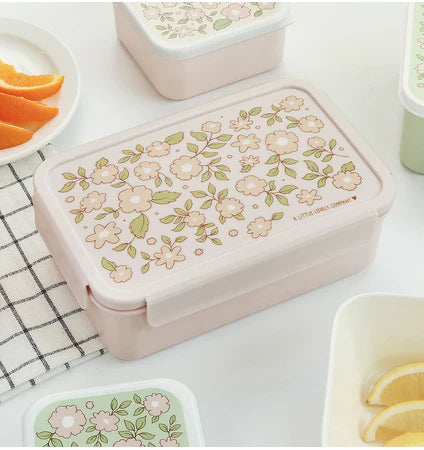 Une petite compagnie de retour à l'école de retour à l'école - bouteille de boisson / 4 boîtes de collations / Bentobox - Blossoms rose