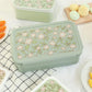 A Little Lovely Company Back to school set - Drinkfles/4 Snackdozen/Bentobox - Bloesems Saliegroen